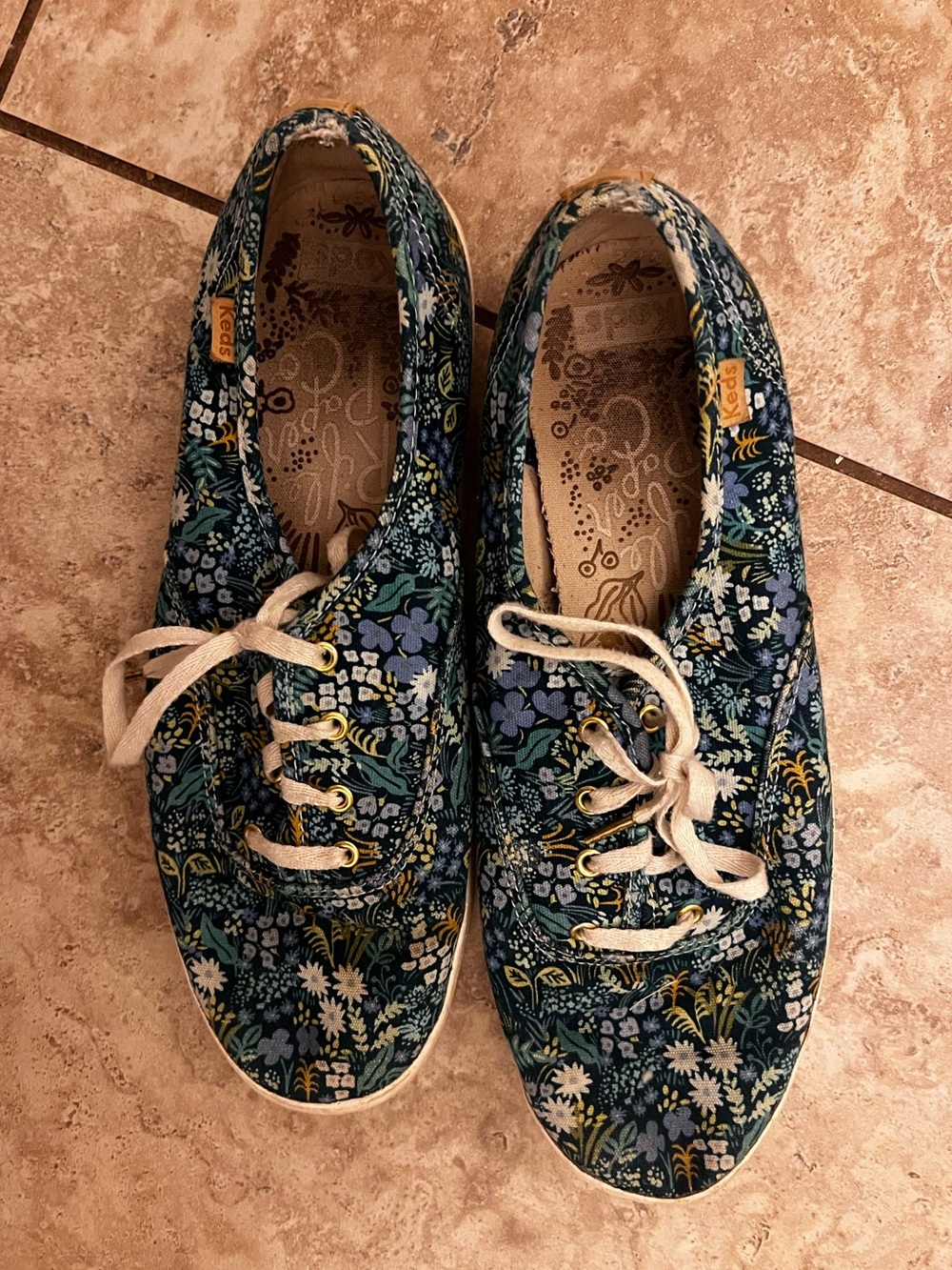 Keds x Rifle Paper Co Navy Floral Sneakers Women’s 8.5 Botanical Print